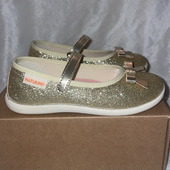 NWT NATURINO CLARIES 2 Glittered leather ballerinas in Platinum - Picture 10 of 15